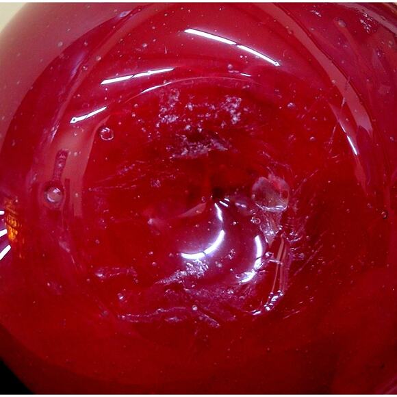 A Hand Blown Red Pear with Green Stem. This is 8 1/4" Tall - Picture 7 of 8